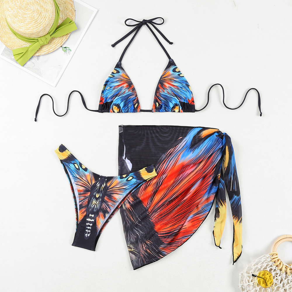 Butterfly Print Split Swimwear Sexy Bikini Beach Bikini String Bikini